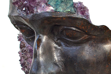 Giuseppe D'Angelo una scultura un viso in alabastro e bronzo 