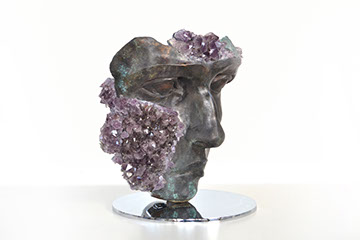 Giuseppe D'Angelo una scultura un viso in alabastro e bronzo 