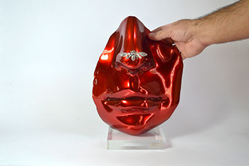 Giuseppe D'Angelo scultura in bronzo cromato rosso