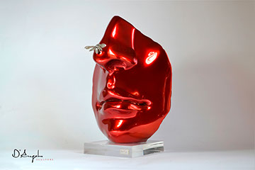 Giuseppe D'Angelo scultura in bronzo cromato rosso