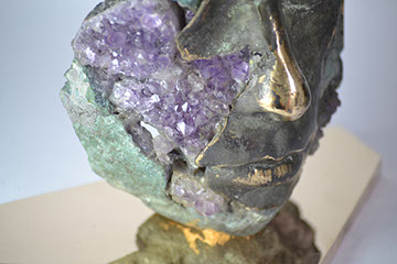 Giuseppe D'Angelo scultura in ametista e bronzo