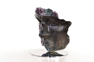 Giuseppe D'Angelo una scultura un viso in alabastro e bronzo 