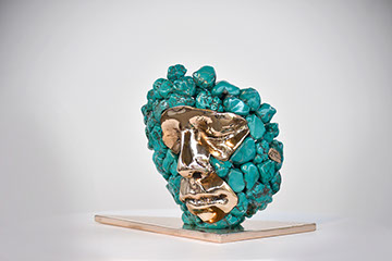 Giuseppe D'Angelo una scultura un viso in alabastro e bronzo 