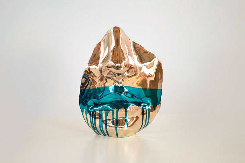Giuseppe D'Angelo scultura&nbsp; in bronzo con macchia di colore turchese