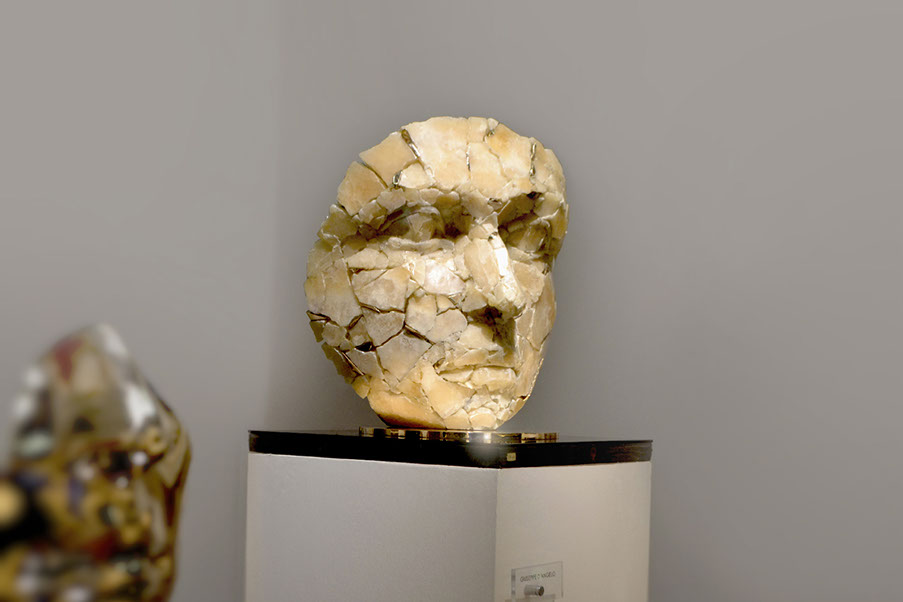 Giuseppe D'Angelo scultore opera in bronzo e alabastro, scultura faccia