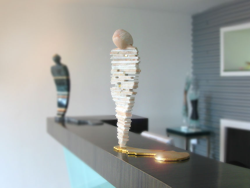 Giuseppe D'Angelo scultura in marmo rosa Portogallo e bianco Carrara