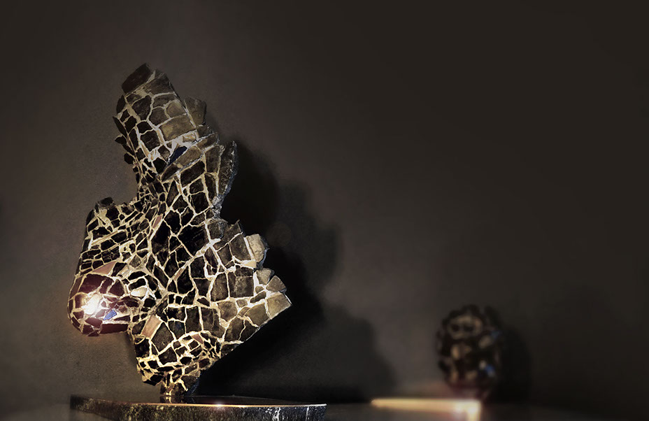 Giuseppe D'Angelo scultura viso in marmo nero