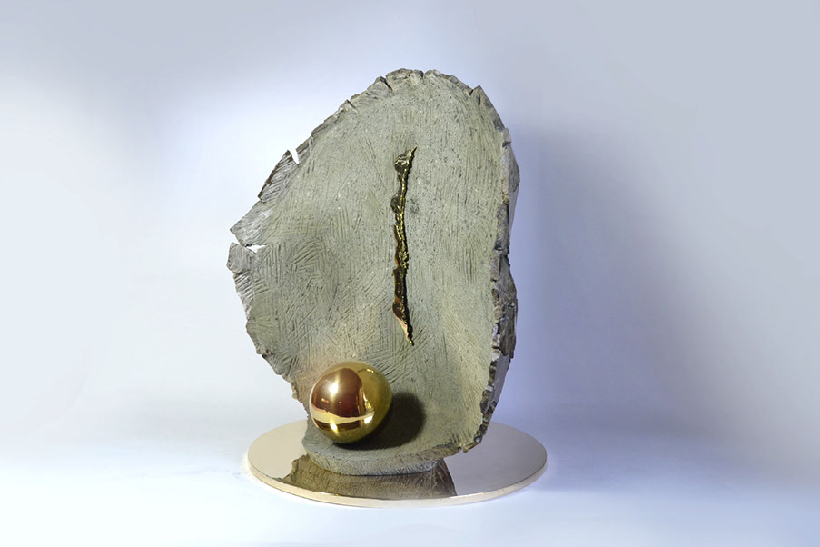 Giuseppe D'Angelo scultore,&nbsp; viso,&nbsp; opera in marmo emperador e bronzo posteriore