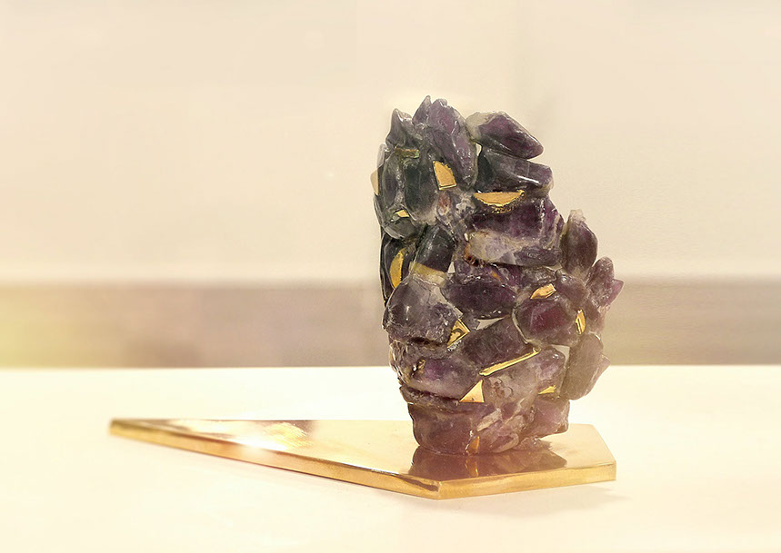 Giuseppe D'Angelo sculpture in amethyst and bronze