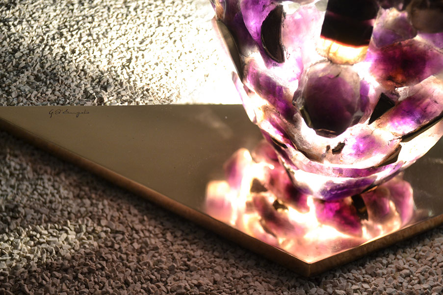 Giuseppe D'Angelo sculpture in amethyst and bronze