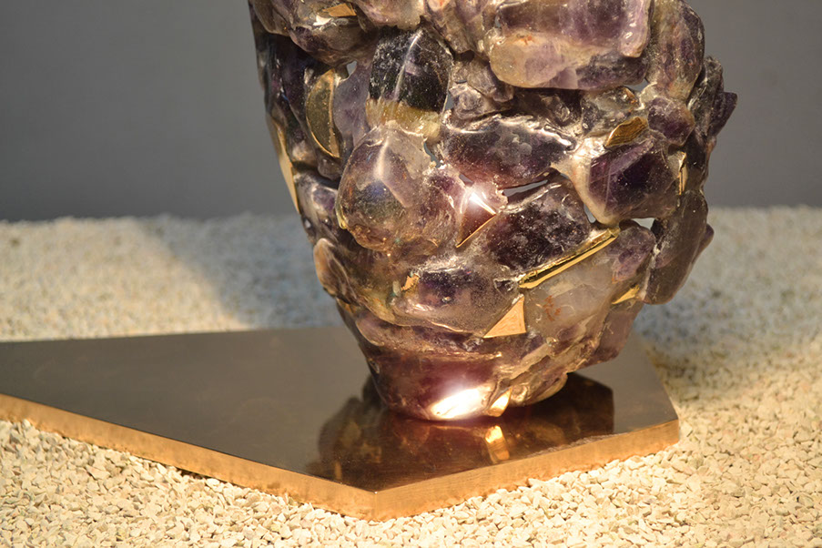 Giuseppe D'Angelo sculpture in amethyst and bronze