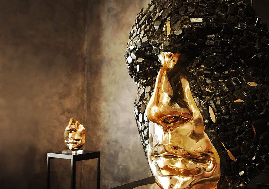 Giuseppe D'Angelo sculpture in tourmaline and bronze