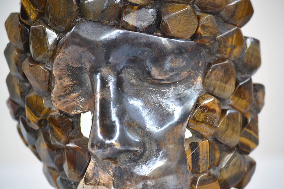 Giuseppe D'Angelo scultura in occhio di tigre e bronzo